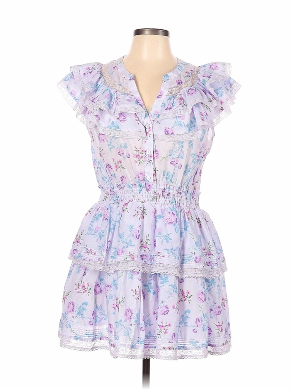 LoveShackFancy X Target - Lou in Purple Floral Double Ruffle Dress